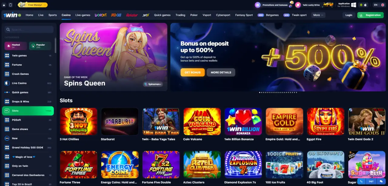 1win casino main page