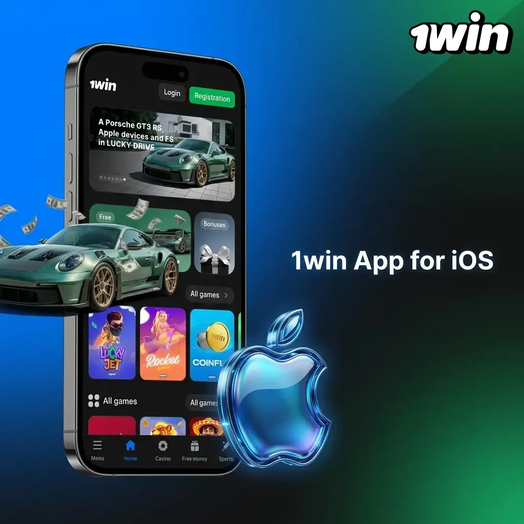 1win iOS app interface displayed on iPhone and iPad, showing optimized mobile betting experience for Apple devices