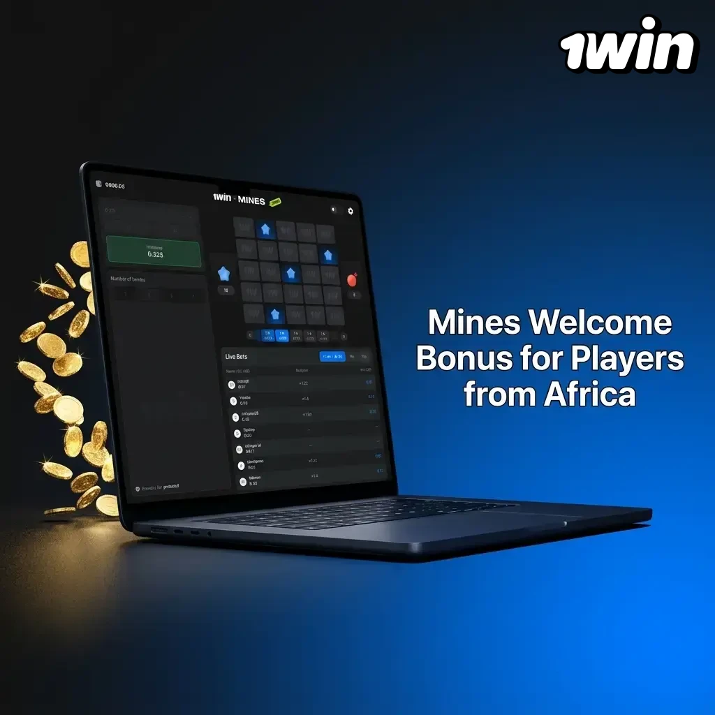 1win 500% welcome bonus for African players across first four deposits to play Mines casino game