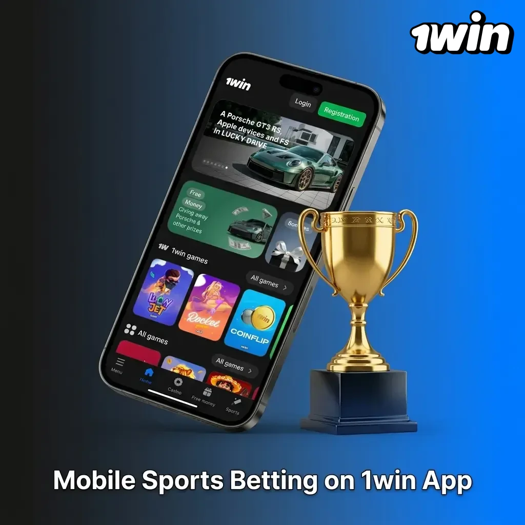 1win app mobile sports betting interface showing football basketball tennis cricket esports and live wagering options for African players
