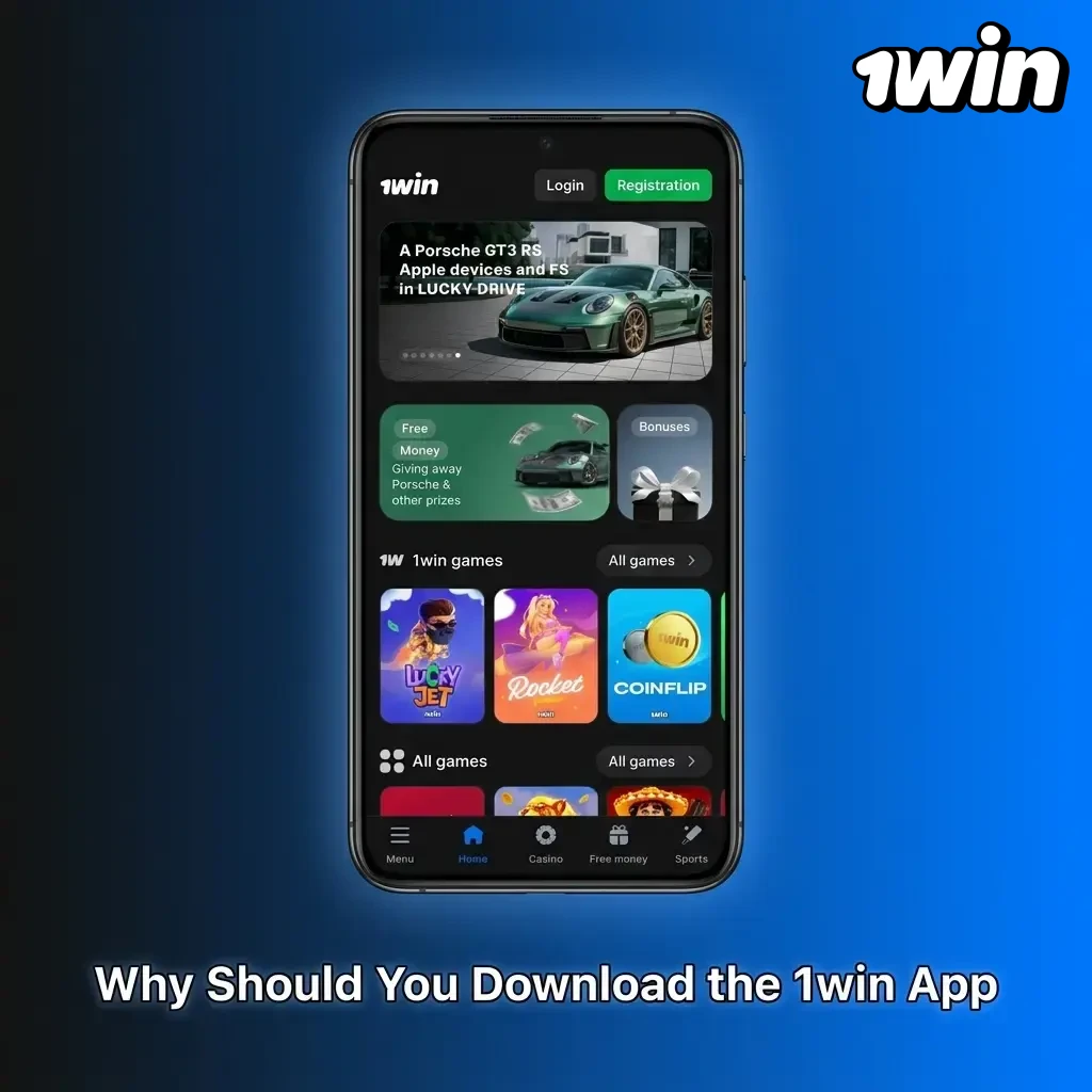 1win app on smartphone showing sports betting and casino features for fast mobile access across Africa